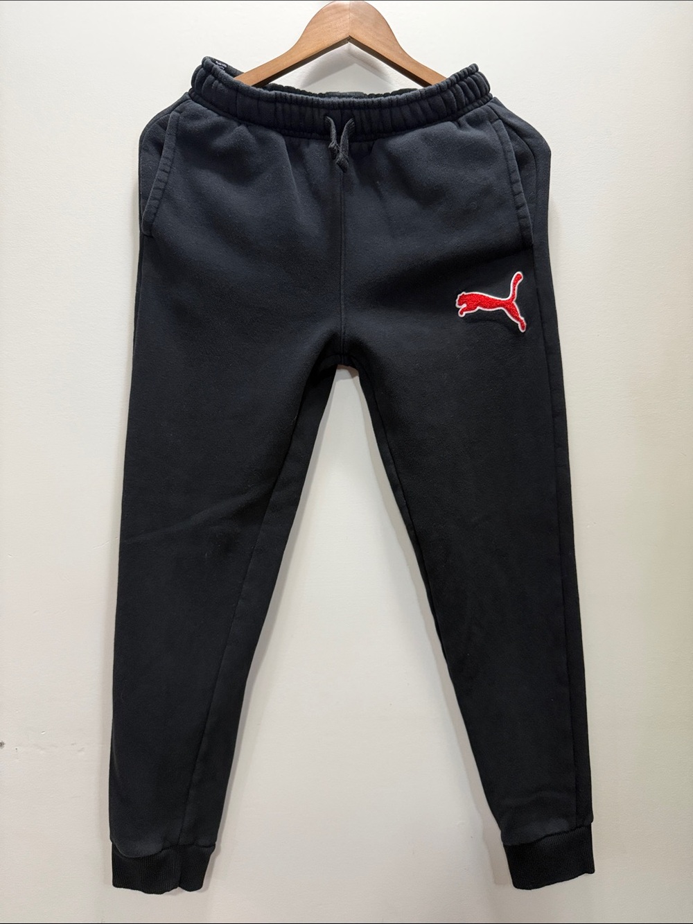 Puma Black Joggers with Red Puma Cat Logo XL Youth